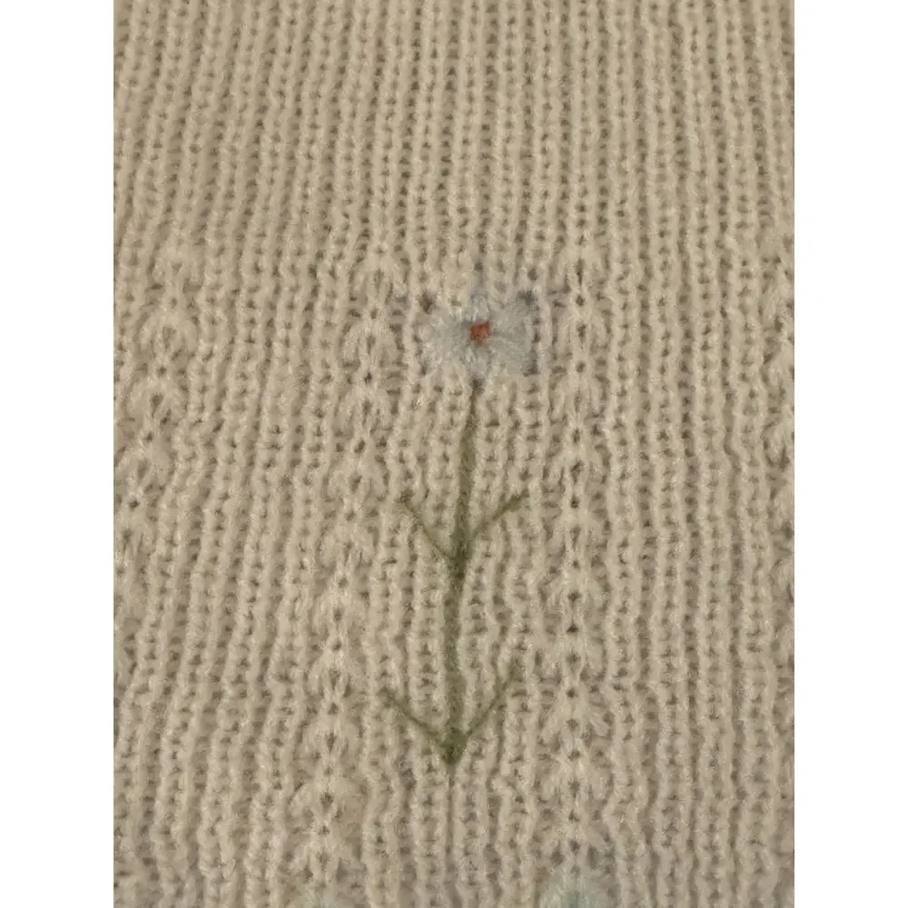 Vintage Little Ones Baby Girl 6-12 Months Embroidered Floral Sweater Made Greece